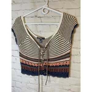 Say What Cropped Crochet Top Size Large